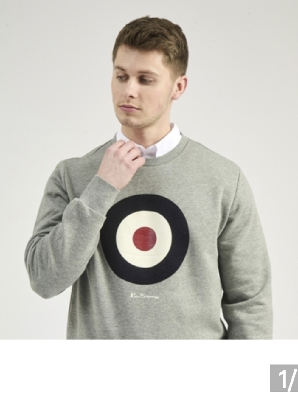 Authentic Ben Sherman Gray Flock Target Crewneck Sweater